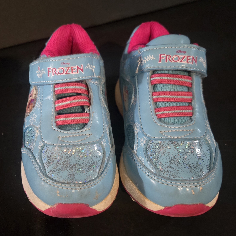 Blue and Pink Velcro Sneakers with Rubber Sole